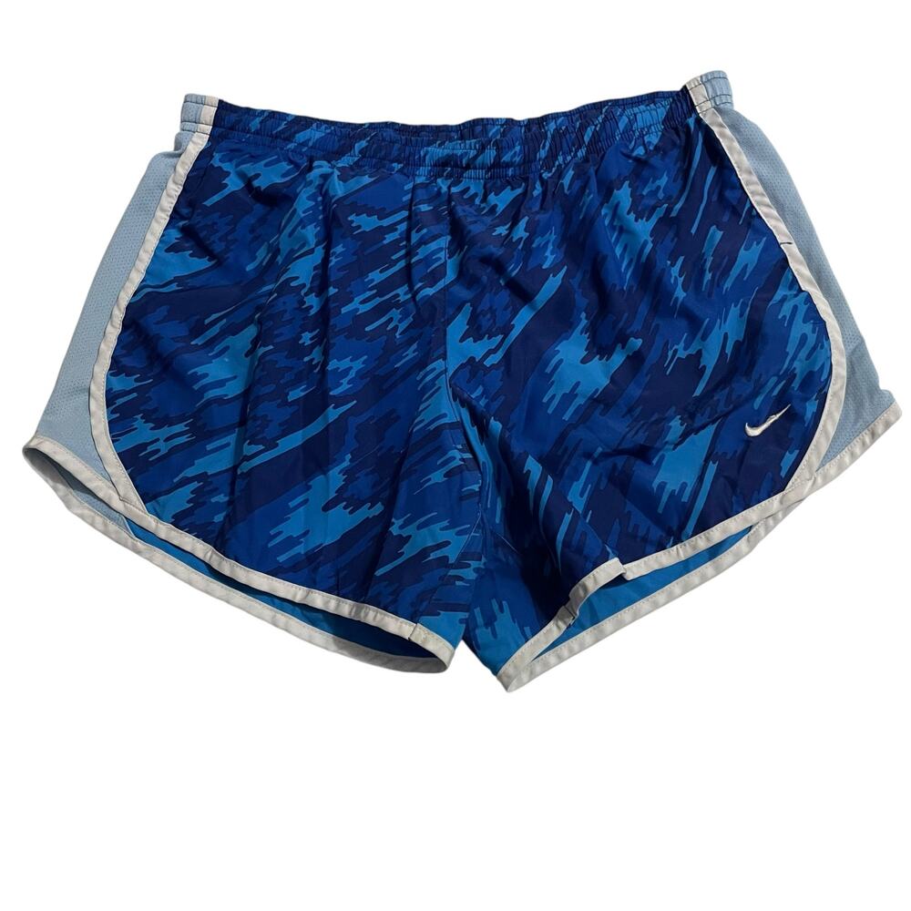 Nike Athletic Shorts Youth Girls XL Blue Tempo All Over Print Running Gym 805574